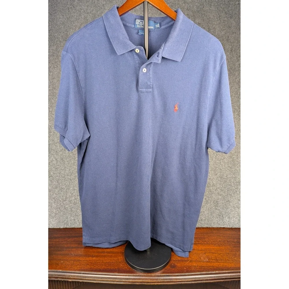 Polo Ralph Lauren Custom Fit Polo Shirt Mens XL Blue Short Sleeve Pony Logo